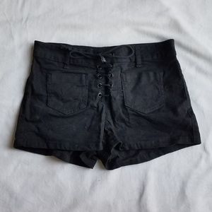 Lace Up Black Shorts